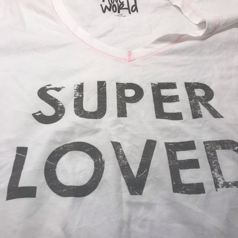 PEACE LOVE WORLD WHITE COTTON SMALL TEE NEW - Picture 5 of 10